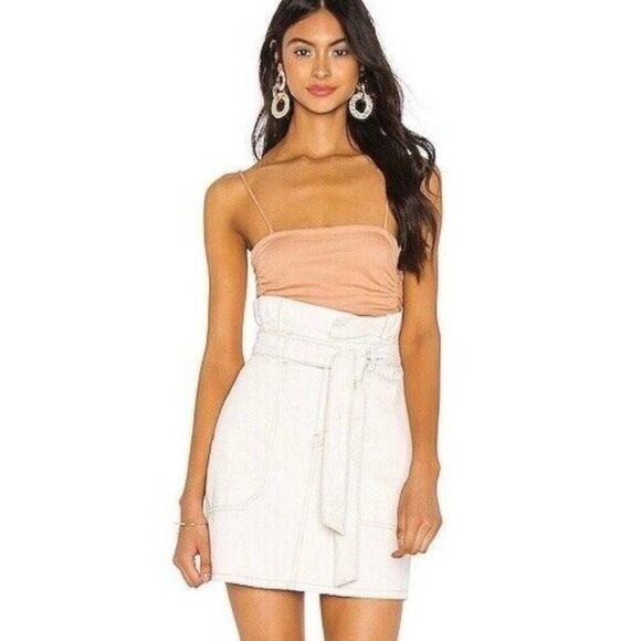 Free People Splendor In The Grass High-Waisted Denim Skirt Linen Blend Size 2 - Picture 1 of 10